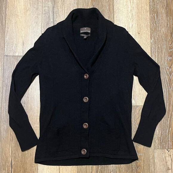 Fenn Wright Manson 100% Merino Wool Cardigan Sweater Size XL Shawl Collar Black - Picture 1 of 6